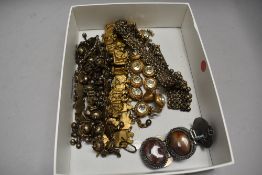 A selection of interesting costume jewellery including Persian style belly dancers belt with bells