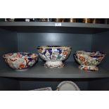 Two early 20th century fruit bowls, 'Amherst Japan Ironstone' to undersides, and a similar bowl in