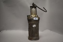A vintage 1930's Miners Lamp 'Concordia Electric Safety Lamp Co Cardiff' age related patina