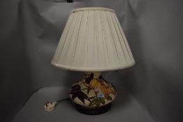 A modern Moorcroft Pottery Sumac Tree pattern table lamp base designed by Phillip Gibson, the body