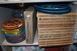 A collection of 16mm home Cinema film and movie reels of mixed interests including cartoon, action