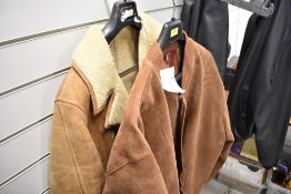 A suede mens jacket and a suede and sheep skin jacket