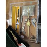 A small selection of jewellery and watches including cigarette case, Certina, Rotary and lancet
