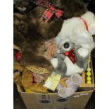 A box of childrens soft toys and teddy bears including Early Learning centre