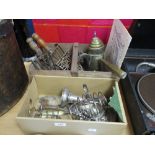A selection of antique and later hardware and silver plated items including Turkish coffee pot,