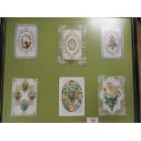 Two framed sets of Victorian greetings cards