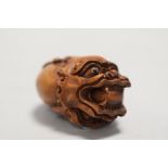 An early 20th century Japanese Netsuke carved as a double sided dragon