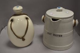 A late Victorian Cetem Ware Hot Water jug and similar ceramic hot water bottle