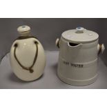 A late Victorian Cetem Ware Hot Water jug and similar ceramic hot water bottle