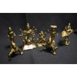 A selection of early 20th century miniature brass figures of Indian and Hindu gods including Hanuman