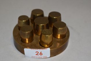An unusual brass weight or gauge set for engineers or machinist no makers marks or labels present