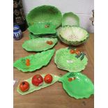 A selection of 20th century Crown Devon, Beswick and Carlton ware leaf form dishes and servers