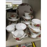 A 20th century Ironstone English Rose pattern part tea service