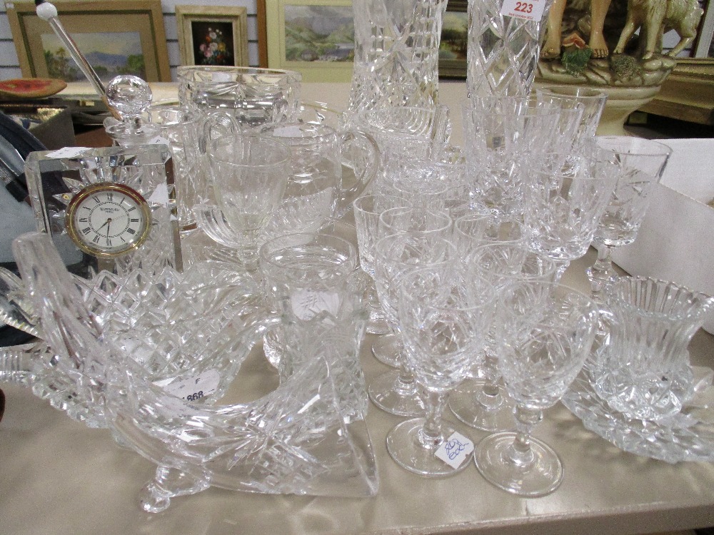 A selection of 20th century clear cut crystal glass wares including a Waterford clock, Sherry - Bild 2 aus 3