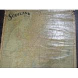 An antique cloth backed map ,'Scarboroughs map of Scotland shewing counties' and a selection of