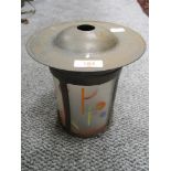 A genuine Art Deco era light shade with copper case and painted jazz style shade