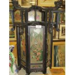 A 20th century Chinese lantern having carved wood frame with hand painted glass panels of geisha