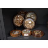 A selection of 19th century Pratt ware paste pot lids including Alas poor bruin and Bonny black