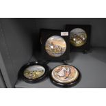 A set of five Victorian Pratt ware paste pot lids including Hong Kong Harbour, Peace and Bosom a