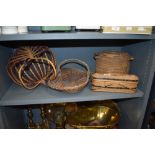 A selection of interesting 20th century wicker baskets and containers in various designs including