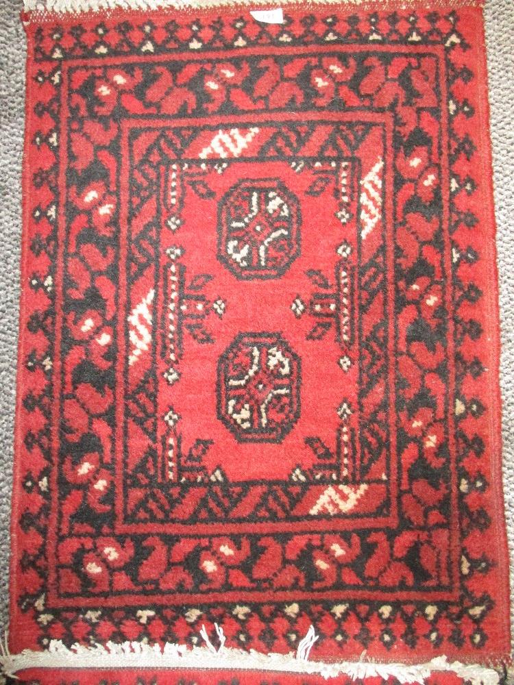 Two antique hand woven Turkish style prayer rugs or mats