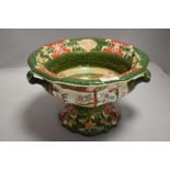 An early 20th century Masons Compote in a green colour way with double panel in an oriental design