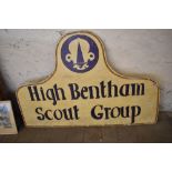 A hand painted high Bentham scout group sign 150CM