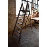 A pair of vintage wooden decorators step ladders. 168CM.