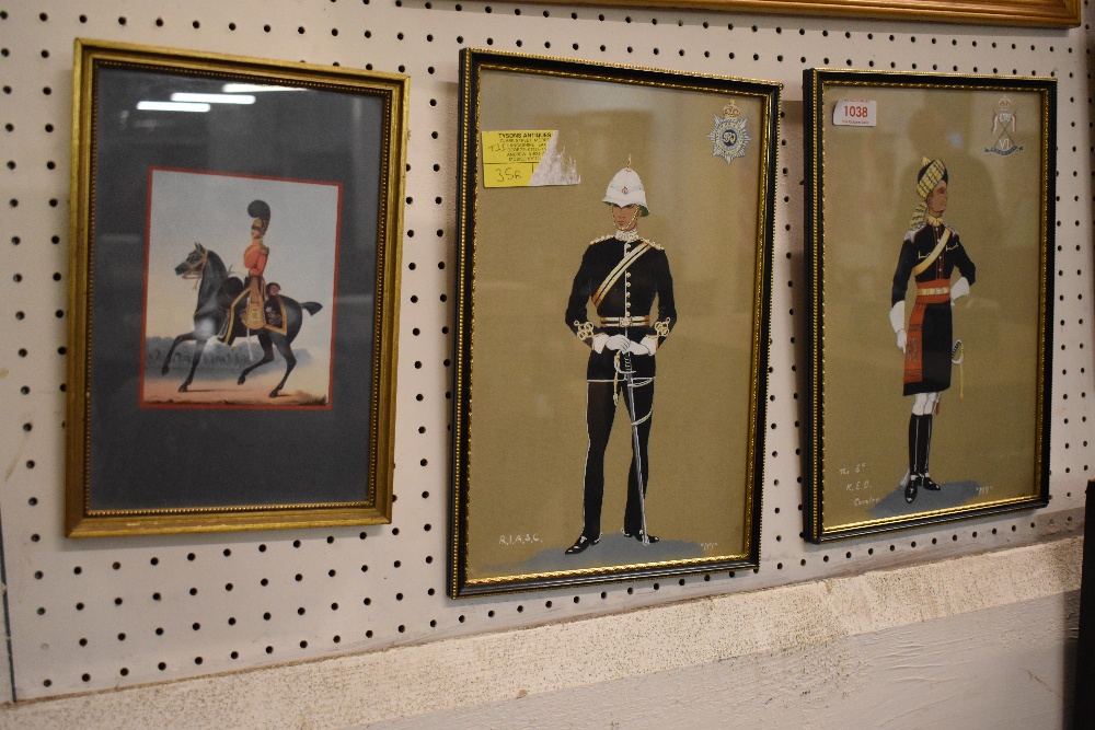 Two 20th century military portraits, In gouache, monogrammed lower right, sold together with a