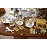 A quantity of silver plated wares to include four piece teasets, egg condiment, plate. cuttlery, and