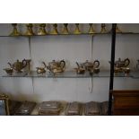 A selection of silver plated tea sets, condiment sets, to include a small selection of glasswares.