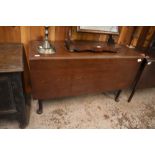 A 19th century mahogany drop leaf table of oblong form. 72CM X 120CM.