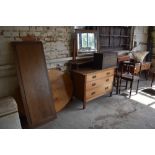 A group of mixed furniture to include, Victorian loo table top, Edwardian oak dressing table