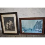 A group of six various colour prints to include seascape, rural scenes, Victorian coloured print.