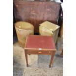 An Edwardian mahogany piano stool of rectangular hinged form with inlaid detail. 53CM.