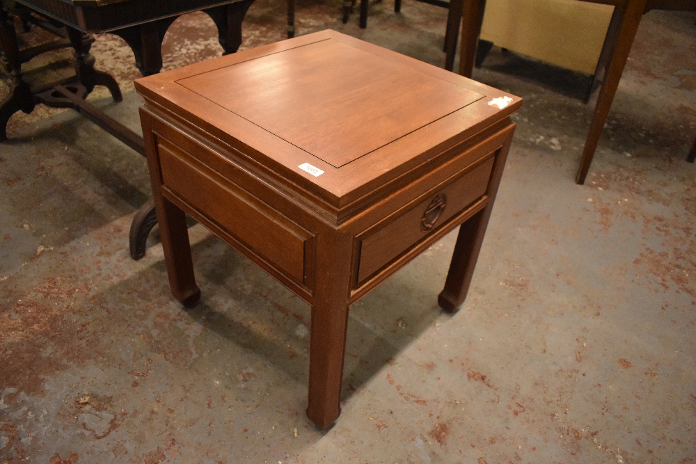 A 20th century Chinese hardwood occasional table with single drawer 57cm X 51cm