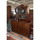 An Edwardian mahogany mirror back sideboard of traditional arrangement. 199CM. X. 138CM.