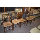 A group of four 19th century rush seated Dales chairs, Seat height 47CM. Sold together with a 19th