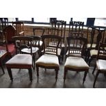 A group of nine miscellaneous chairs, to include two cane seated Carolean style chairs, bentwood