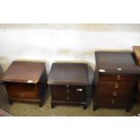 A Stag Minstrel four drawer bedside chest together with two smaller Stag bedside tables.