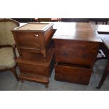 Two Victorian mahogany commodes sold with a modern mahogany effect to drawer filing cabinet