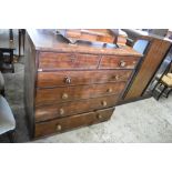 A 19th century mahogany 2/4 chest of drawers. Some depletions. 107CM.