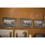 A group of three early 20th century coloured engravings, London landmarks, mounted, framed and