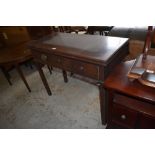 A late George III mahogany fold over tea table, with moulded edge detail and swivel action, the rear