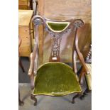 An Edwardian mahogany Art Nouveau design armchair, seat height 45CM.