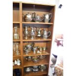 A large quantity of silver plated wares, comprising mainly tea sets.