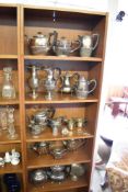A large quantity of silver plated wares, comprising mainly tea sets.