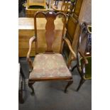 An early 20th century mahogany Queen Anne style armchair, Seat height 47CM.