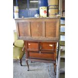 An Edwardian mahogany cabinet with adapted interior, together with a 1940s oak blanket box(AF)