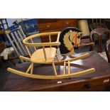 A 1980s West German Galt toys child's wooden rocking horse. 90 CM long.